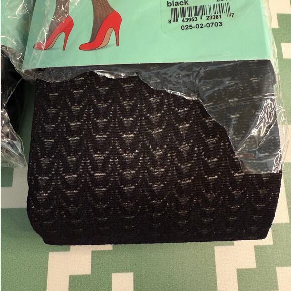 Spanx Assets Tights Pantyhose Lot of 2 Black Stripe Texture Pattern Size 3 NWT - Picture 5 of 5